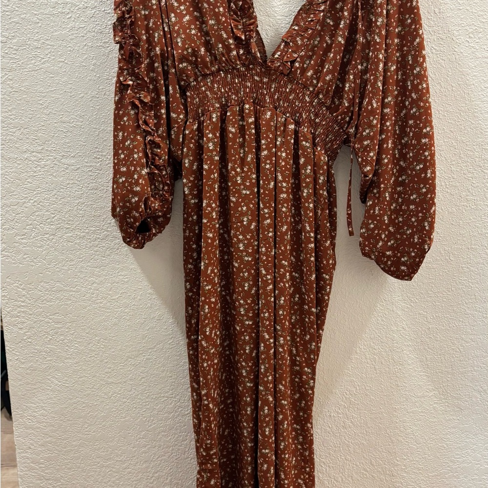 Floral Orange/Brown Jumpsuit